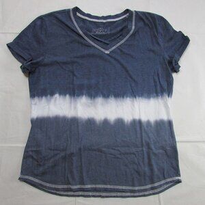 Panhandle Women's Short Sleeve V Criss Cross Neck Tie Dye T-Shirt Navy